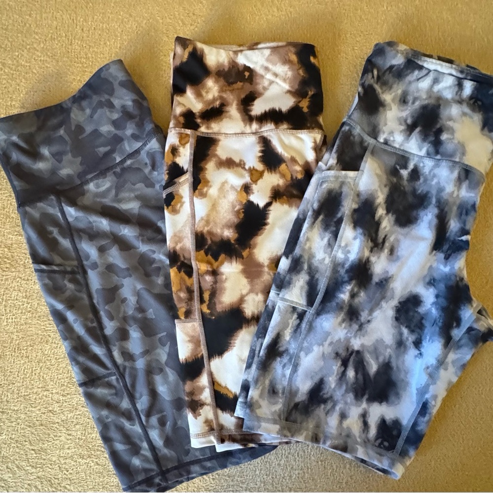 Ideology Women's Bike Shorts - Gray, Brown, and Blue Patterns
